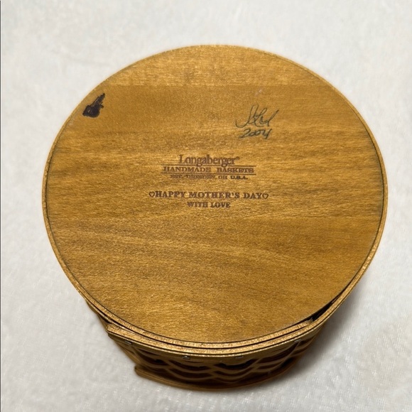 LONGABERGER Woven Sewing Basket with Red Leather Lid and Inserts - Picture 7 of 14